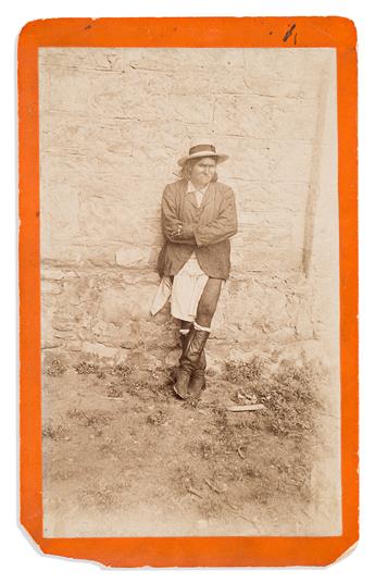 (AMERICAN INDIANS.) Eugene K. Sturdevant, photographer. Promenade card of Geronimo during the first weeks of his imprisonment in Texas.          